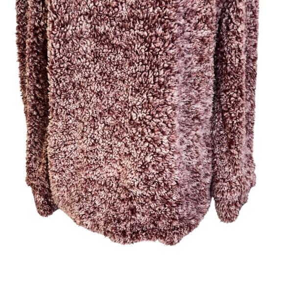 Weatherproof Vintage 1/4 Zip Pullover Women's Large Burgundy Pink Sherpa Cozy - Picture 2 of 6